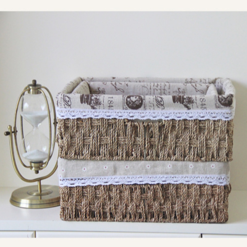 Seagrass Woven Stroage Basket with Lined
